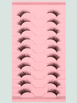 10Pairs Cat Eye Style Natural Crossed & Extended Black False Eyelashes, Suitable for Daily and Dating Makeup