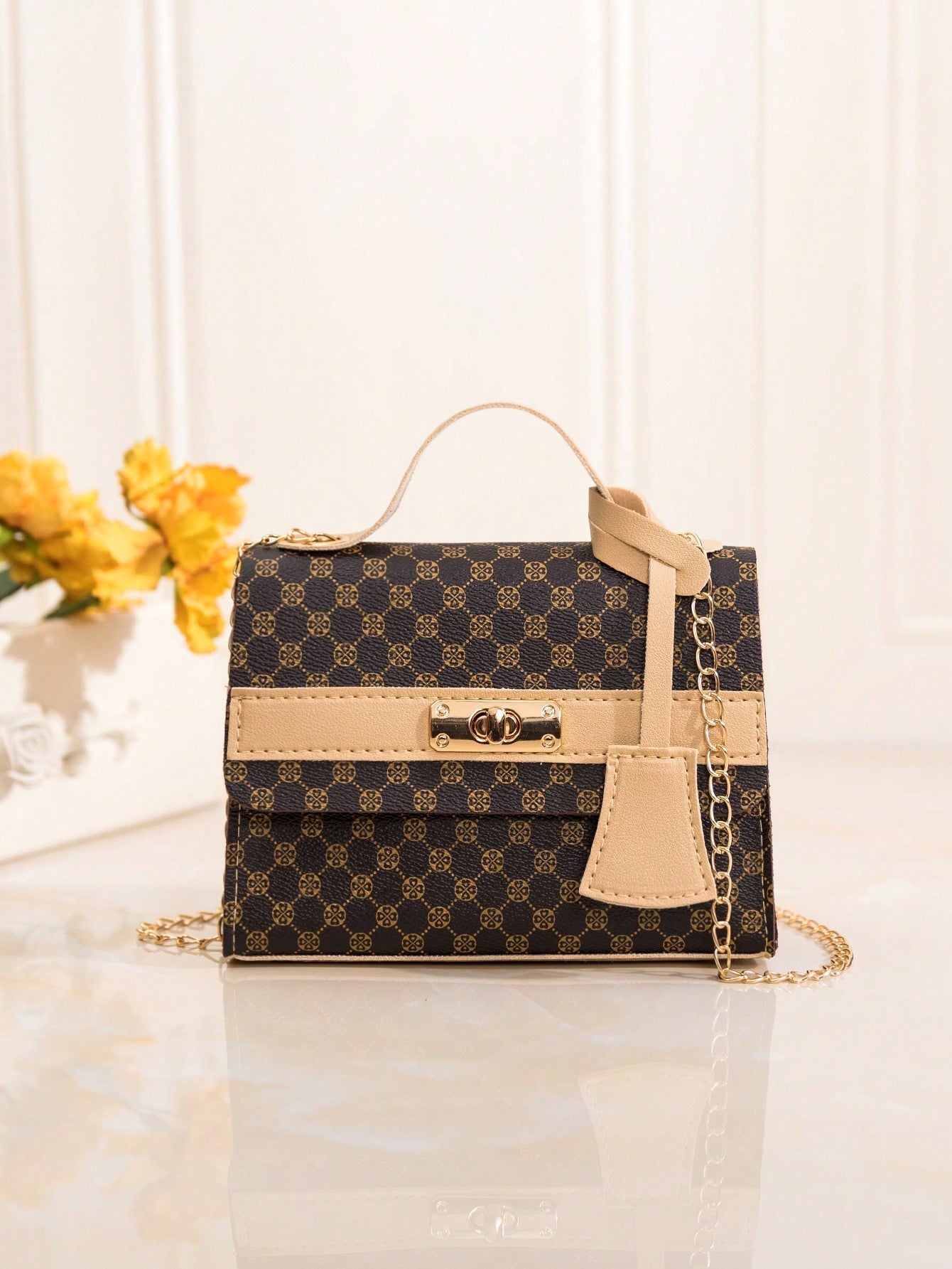 1Pc Mini Coffee Brown Pu Leather Women Handbag, Multifunctional Portable Shoulder and Crossbody Bag Suitable for Daily Use, Date and Gift