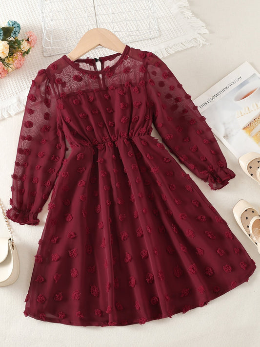 SHEIN Kids EVRYDAY Toddler Girls Swiss Dot Flounce Sleeve Dress