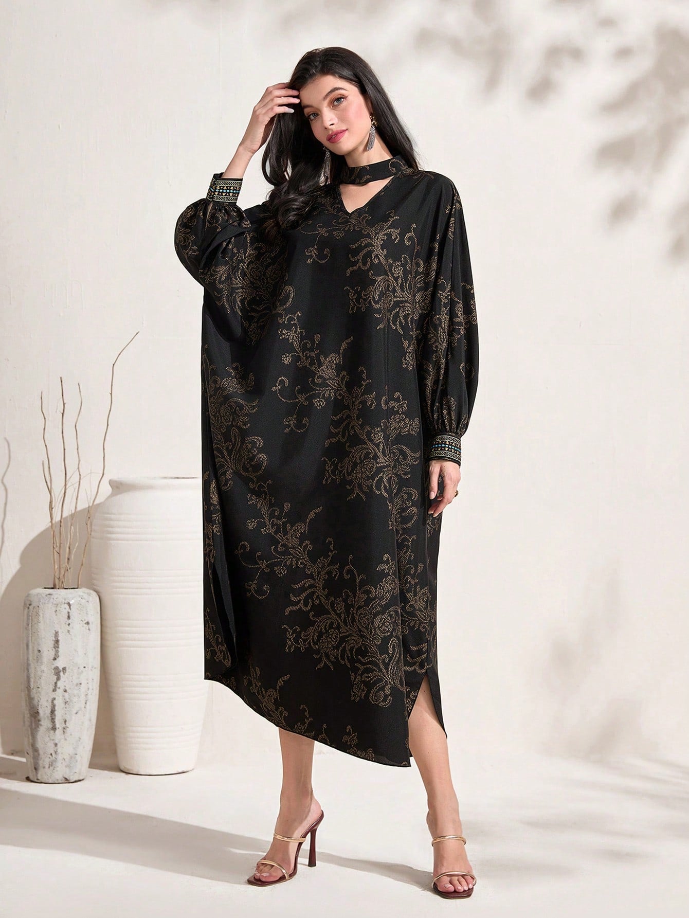 SHEIN Najma Floral Print Batwing Sleeve Dress