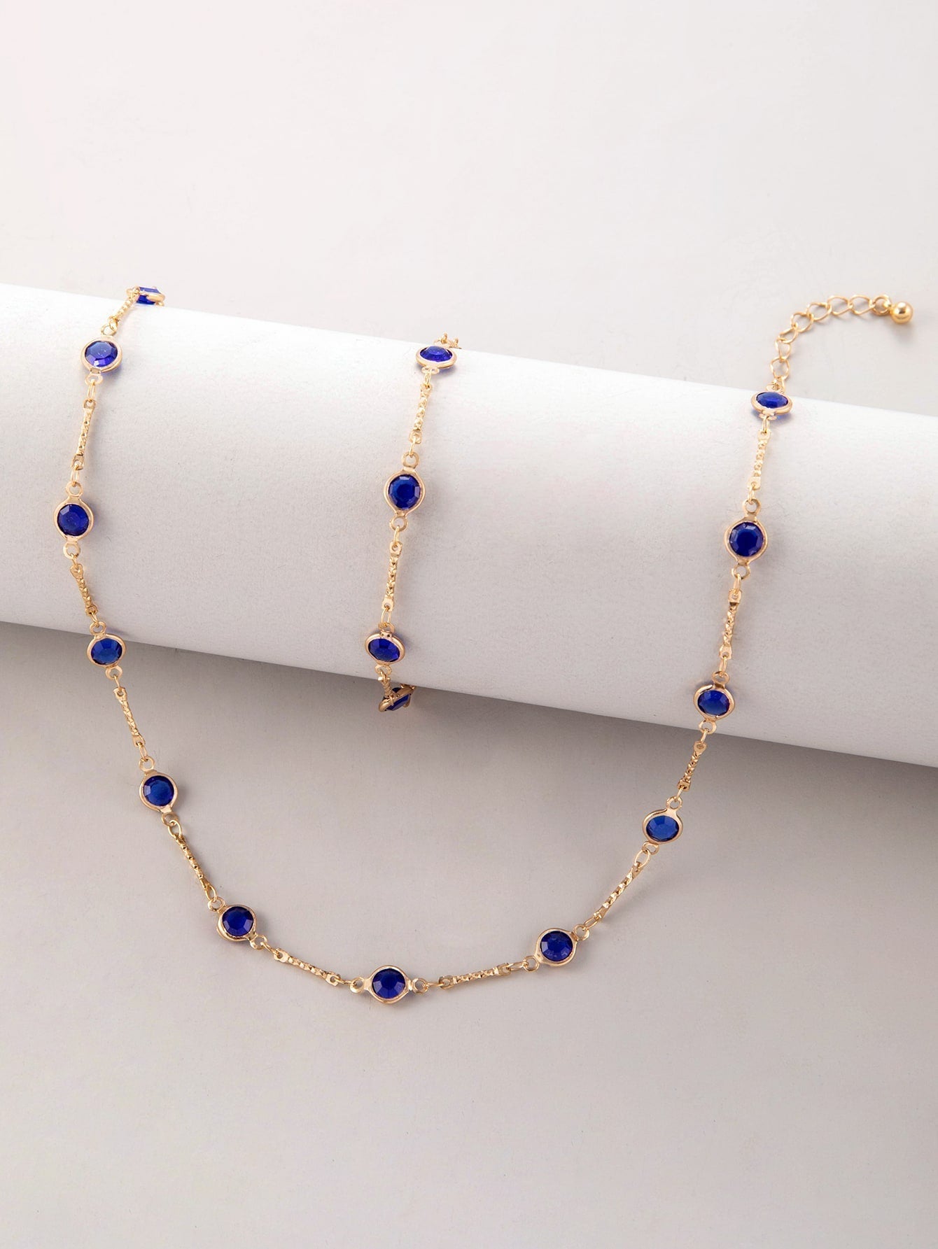 1Pc Fashion Polyresin Rhinestone Decor Anklet & 1Pc Necklace for Women for Gift