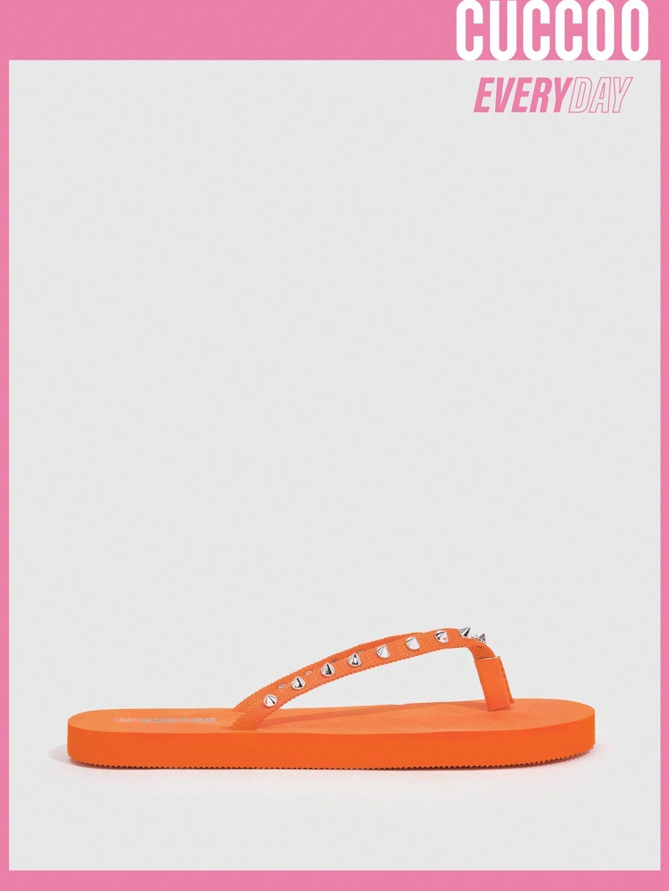 Cuccoo Everyday Collection Women Shoes Leisure Vacation Studded Decor Design Orange Flip Flops