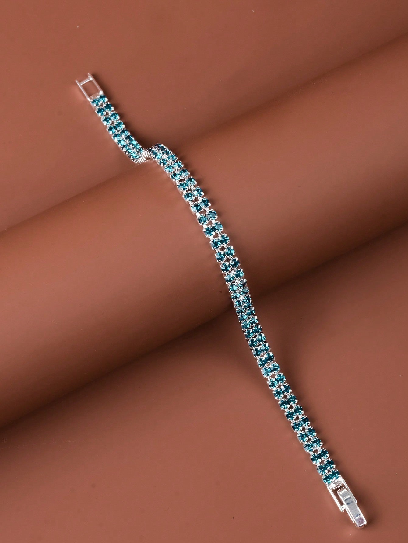 1Pc Fashionable All-Match Women'S Colorful Rhinestone Decor Bracelet, Simple Personalized Slim Chain