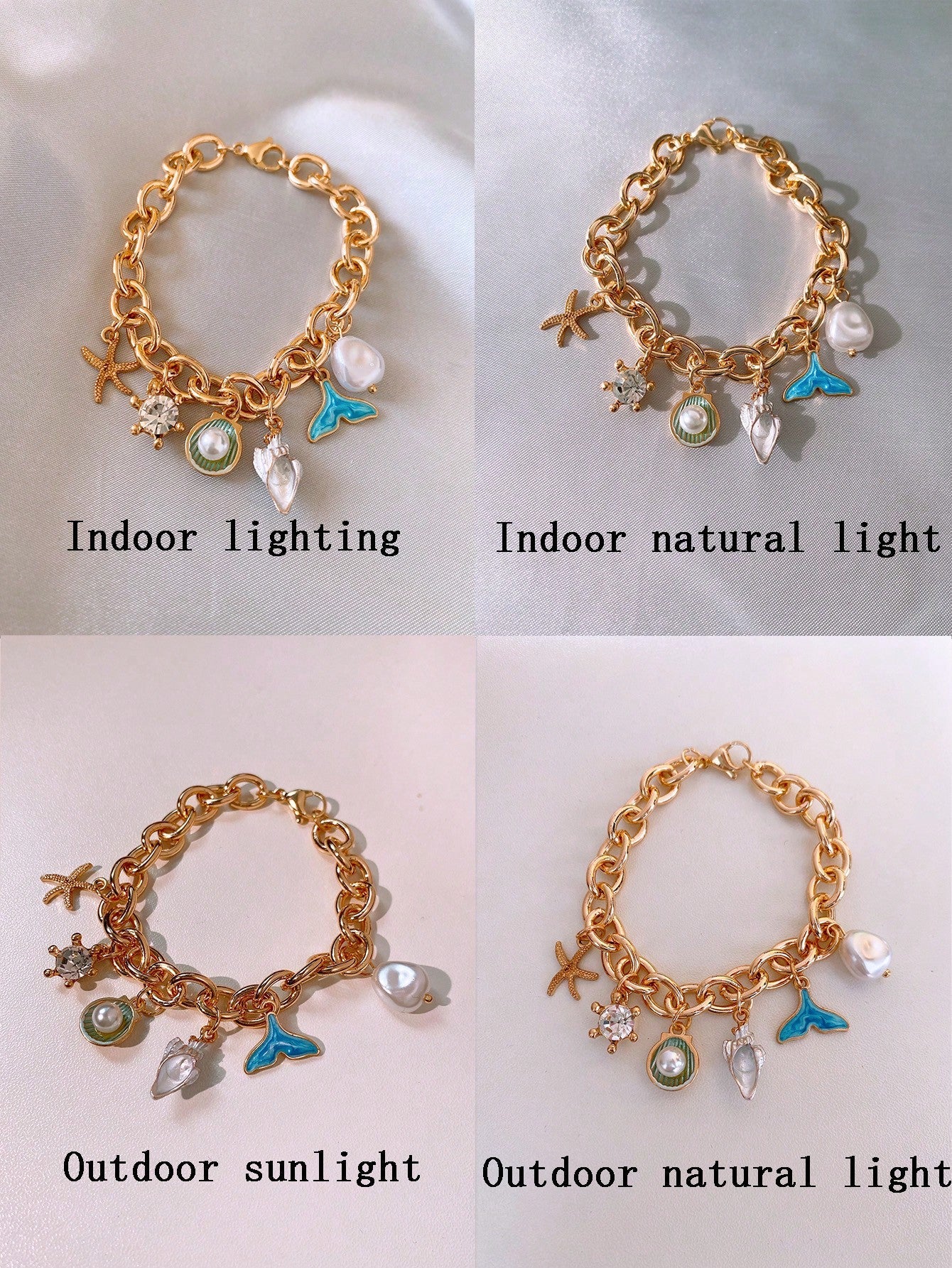Starfish & Fish Tail Charm Bracelet