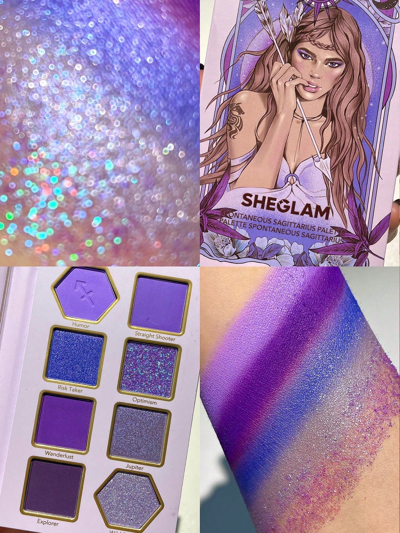 SHEGLAM Spontaneous Sagittarius Palette 8-Clolor Shimmer Metallic Matte Eyeshadow Palette Silver Bold Radiant Purple High Pigment Long Wear Blendable Pro Eyeshadow Black Friday Winter Pink Purple Eyeshadow
