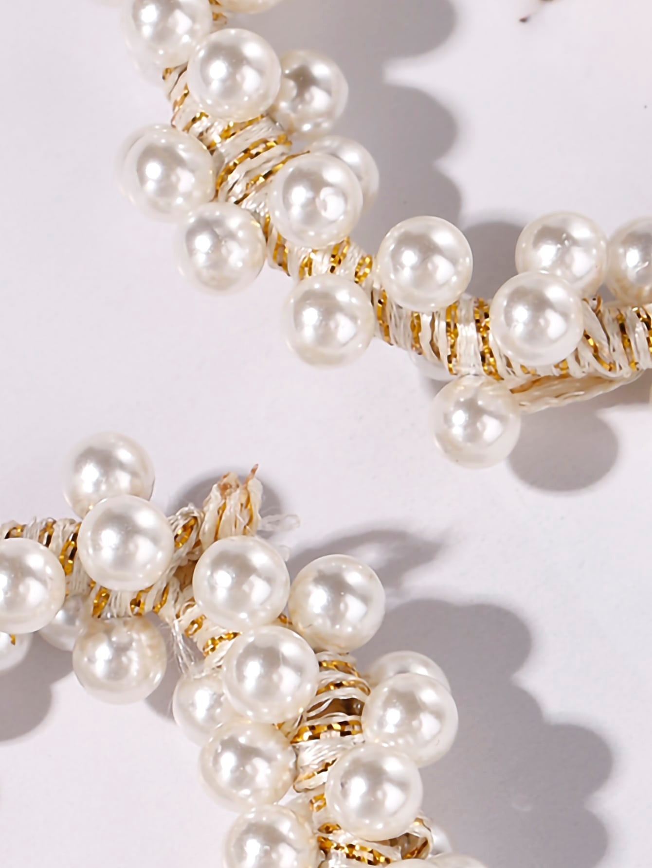 2Pcs Faux Pearl Decor Hair Tie