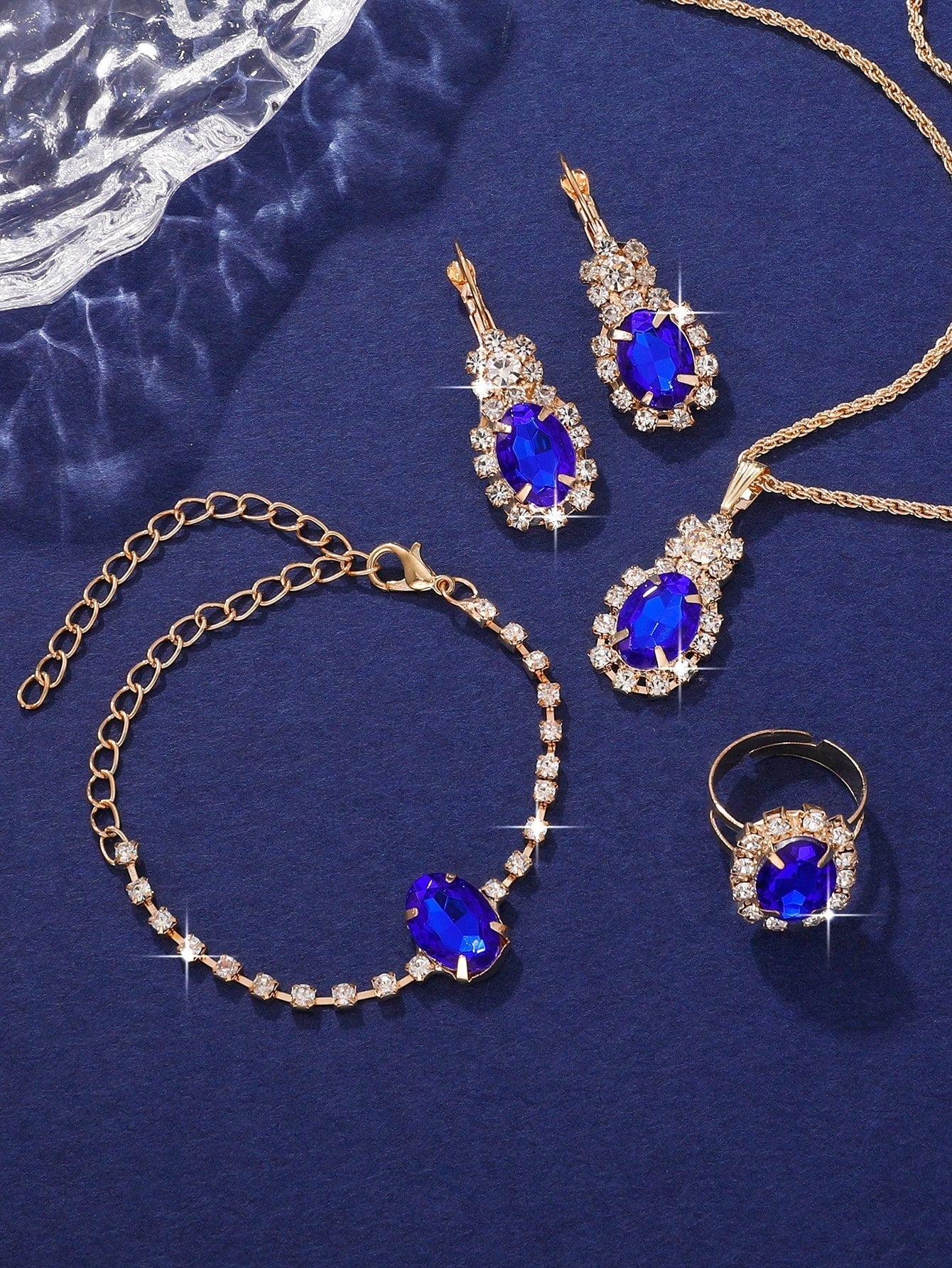 5Pcs/Set Glamorous Rhinestone Decor Jewelry Set for Women for Gift