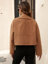 SHEIN LUNE Double Breasted Drop Shoulder Pocket Patched Overcoat