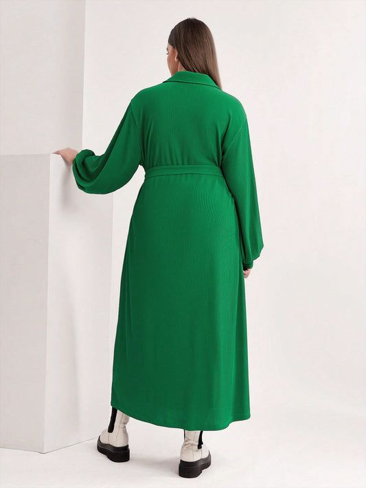 SHEIN Mulvari plus Drop Shoulder Belted Dress