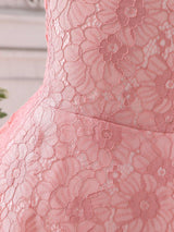 SHEIN Kids CHARMNG Girls 1Pc Belted Lace Dress
