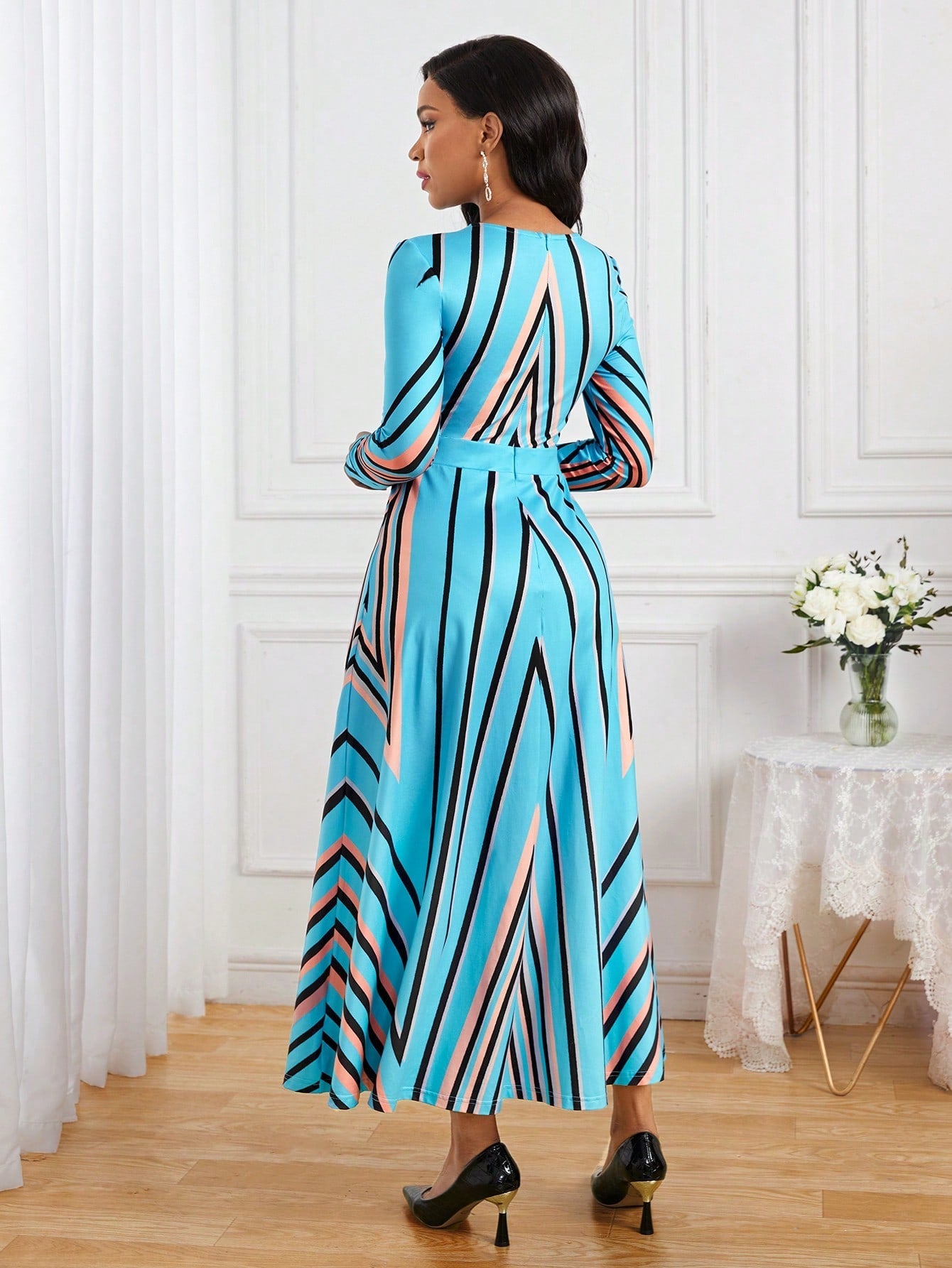 SHEIN Lady Women'S Herringbone Twill Print Dress