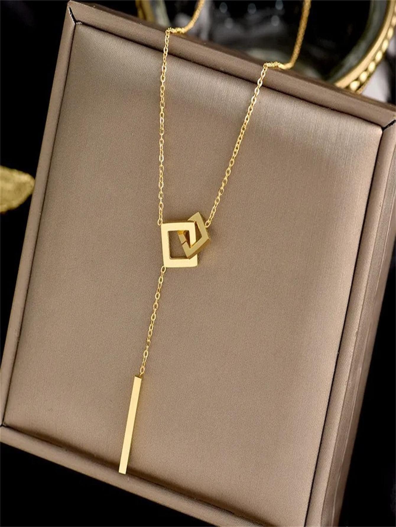 1Pc Fashion Rectangle Charm Y Lariat Necklace for Women for Daily Decoration