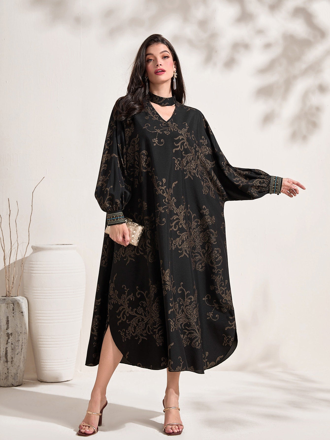 SHEIN Najma Floral Print Batwing Sleeve Dress