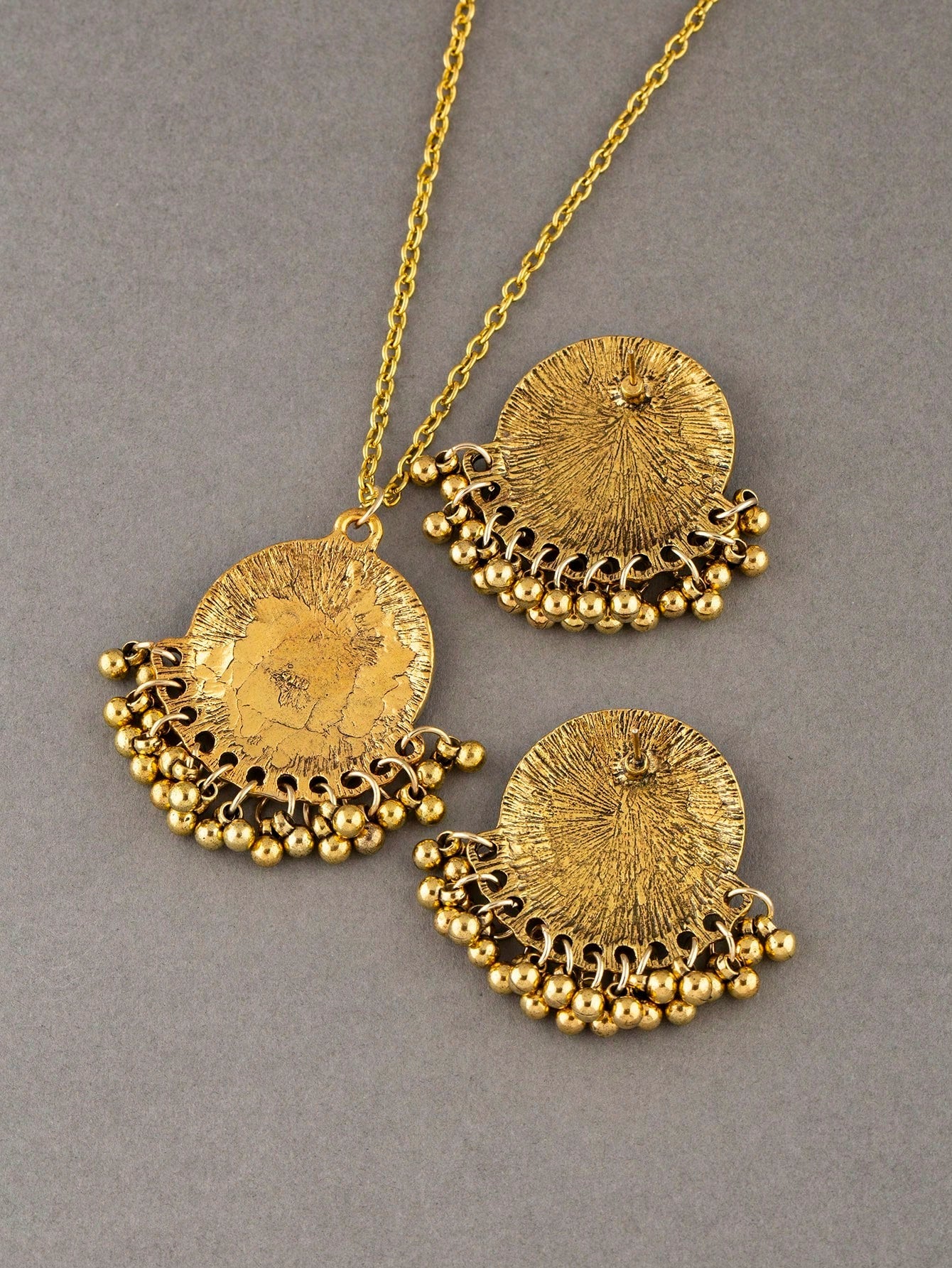 3Pcs/Set Vintage Beaded Necklace and Earrings Set with Tassel