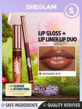 SHEGLAM | Willy Wonka Cocoa Kiss Lip Duo-Brownie Bite Black Friday Sale Gift Brown Liquid Lipstick