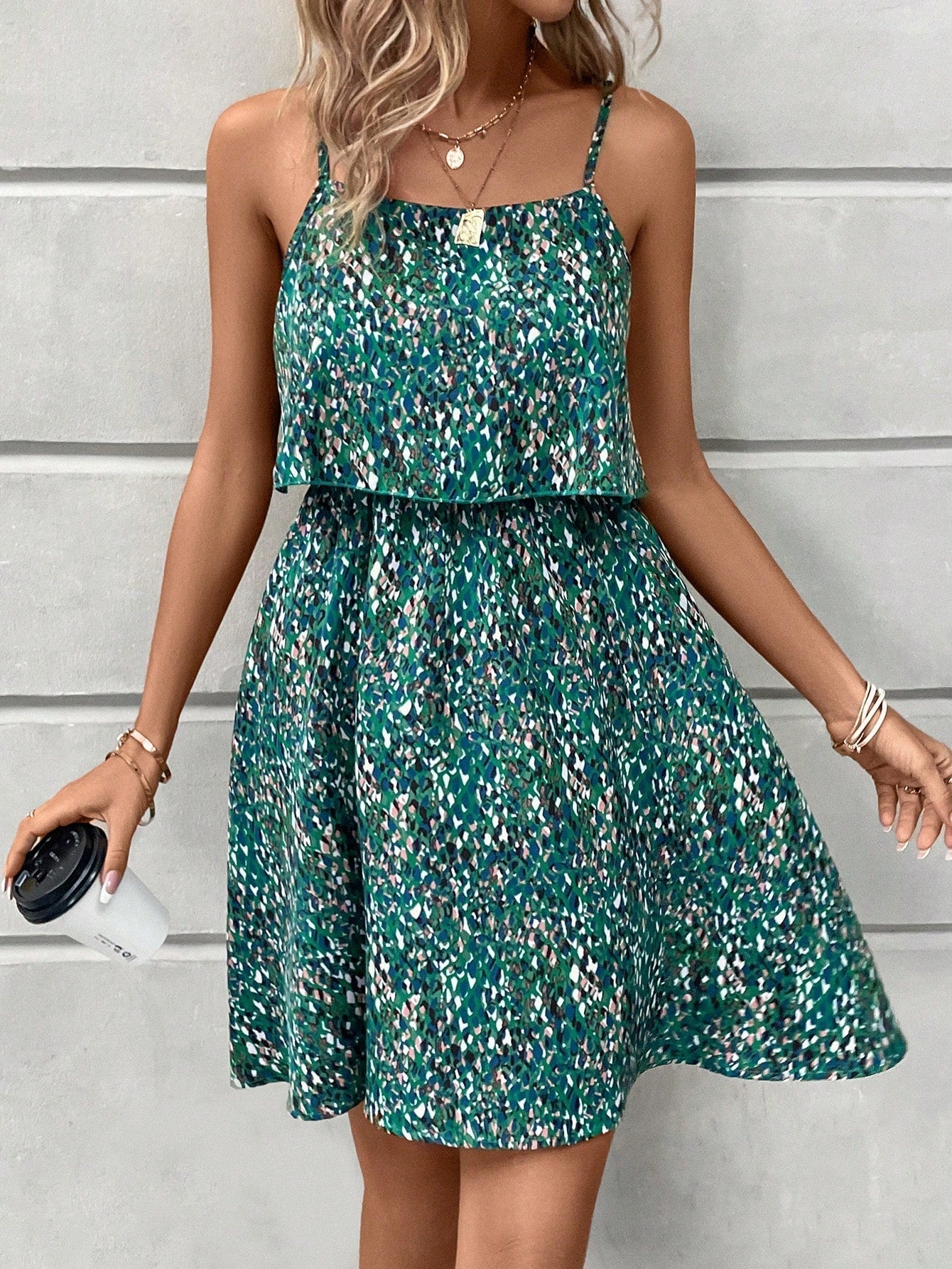 SHEIN LUNE Allover Print Cami Dress