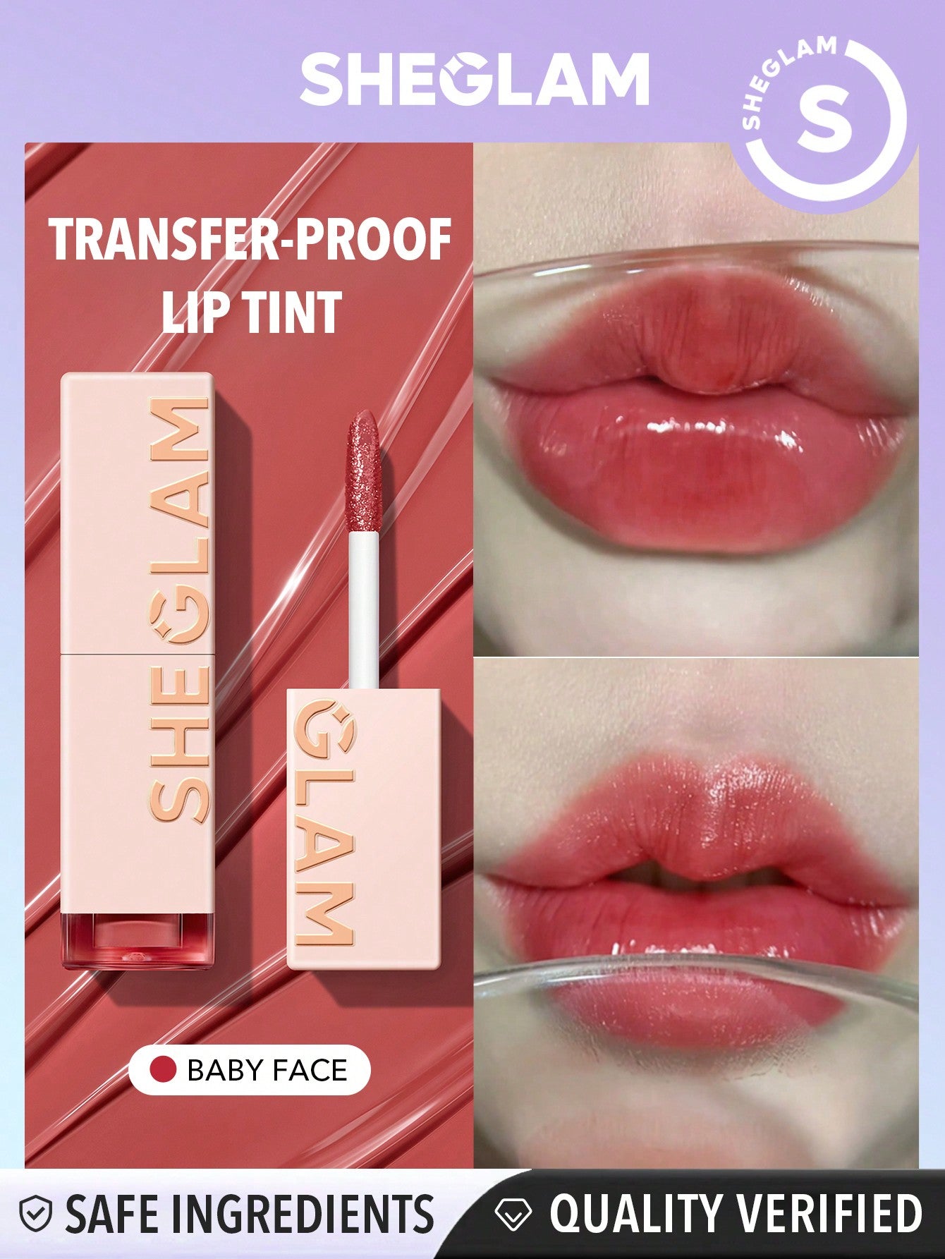 SHEGLAM Take a Hint Lip Tint-Baby Face Color Changing Long-Lasting Lip Gloss High Gloss Finish All Day Non-Sticky Moisturizing Lip Stain for Dry Lips Pink Black Friday Liquid Lipstick