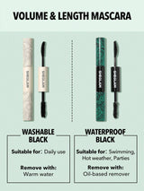 SHEGLAM All-In-One Volume & Length Mascara 2 in 1 Waterproof Volumizing Dual-Ended Brush Lengthening Curling Thick Lash Lifting Long Lasting Mascara Eye Makeup Black Friday Party Mascara