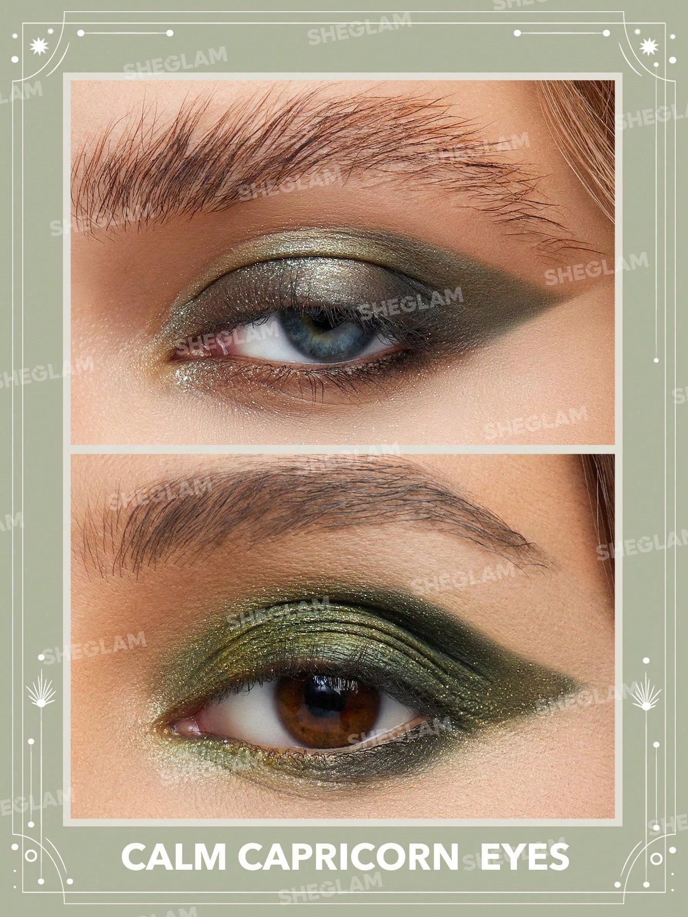 SHEGLAM Calm Capricorn Palette 8-Clolor Shimmer Pearlescent Matte Eyeshadow Palette Grey Brown Blue Green Glitter High Pigment Long Wear Blendable Pro Eyeshadow Black Friday Winter Brown Eyeshadow