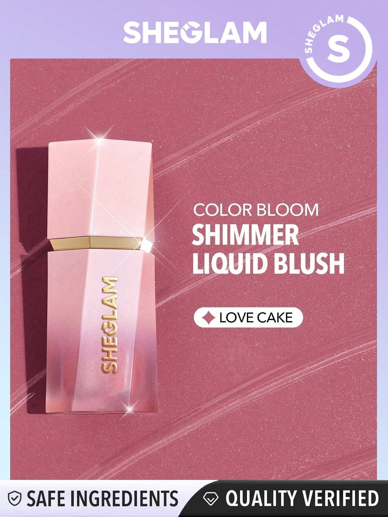 SHEGLAM Color Bloom Dayglow Liquid Blush Shimmer Finish-Love Cake Glowing Gel Cream Blush Long Lasting Non-Fading Highly Pigmented Lightweight Long Wear Smooth Blusher Black Friday Winter Pink Brown Gifts Blush