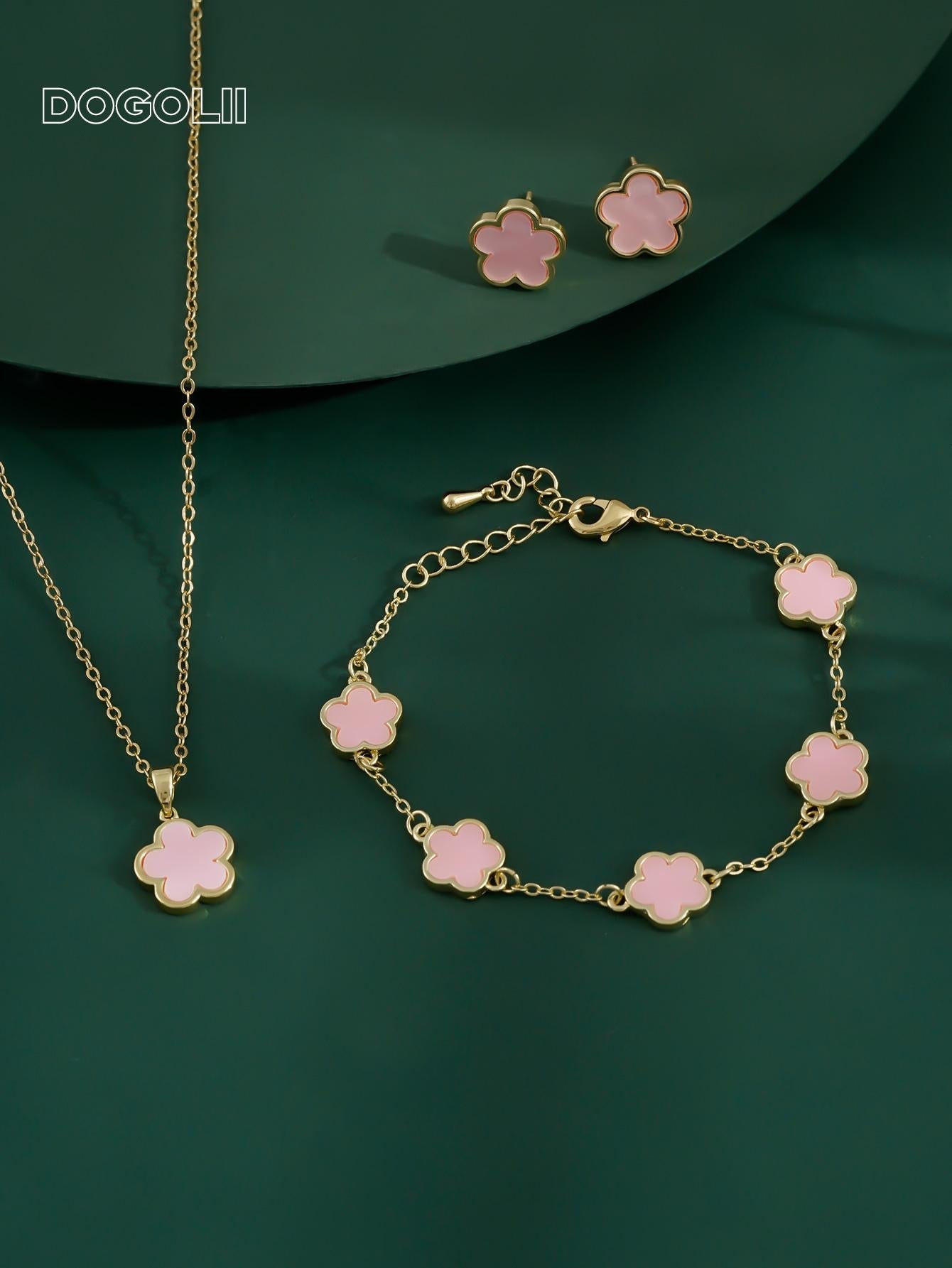4Pcs/Set Flower Decor Jewelry Set