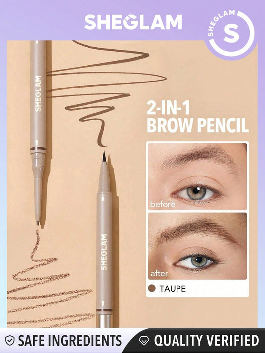 SHEGLAM Brows on Demand 2-In-1 Brow Pencil - Taupe Waterproof Liquid Eyebrow Pen Sweat-Proof Anti-Oil Natural Brow Filling Outlining Eyebrow Cream Gel Makeup Black Friday Eyebrow