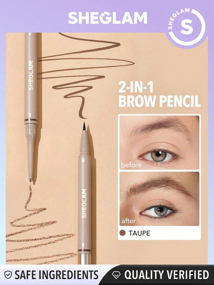 SHEGLAM brows On Demand - Taupe قلم حواجب 2 في 1 قلم حواجب سائل