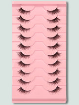 10Pairs Cat Eye Style Natural Crossed & Extended Black False Eyelashes, Suitable for Daily and Dating Makeup
