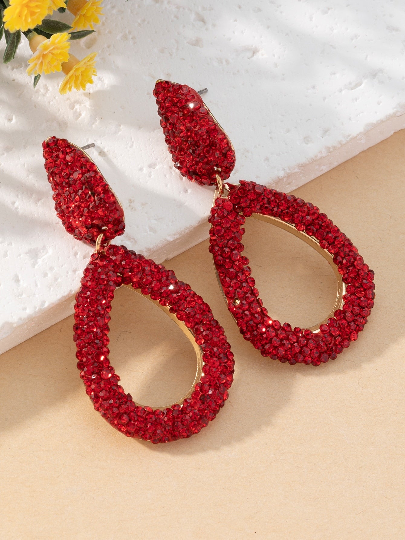Rhinestone Water Drop Earrings