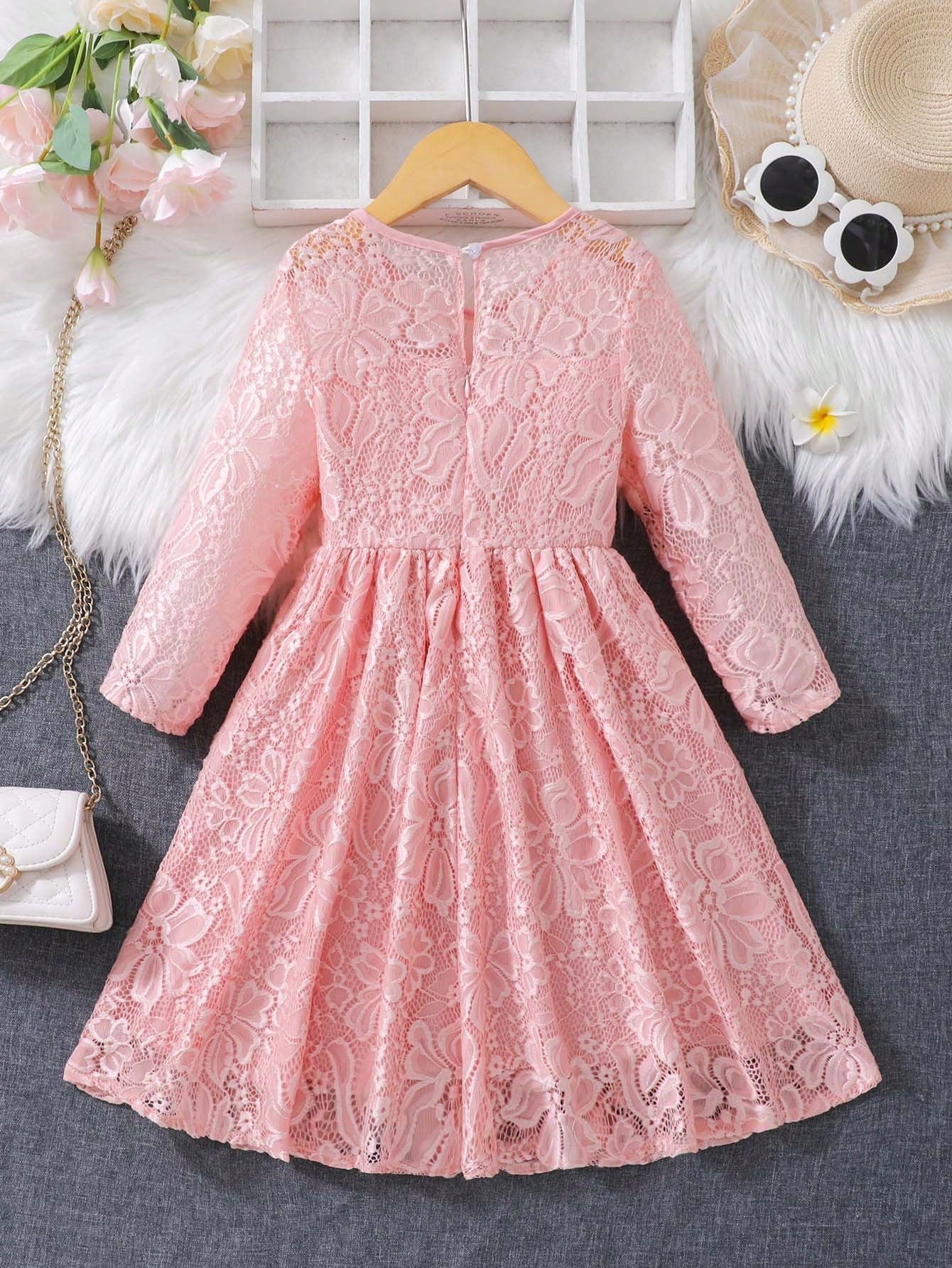 Young Girl Solid Lace Dress