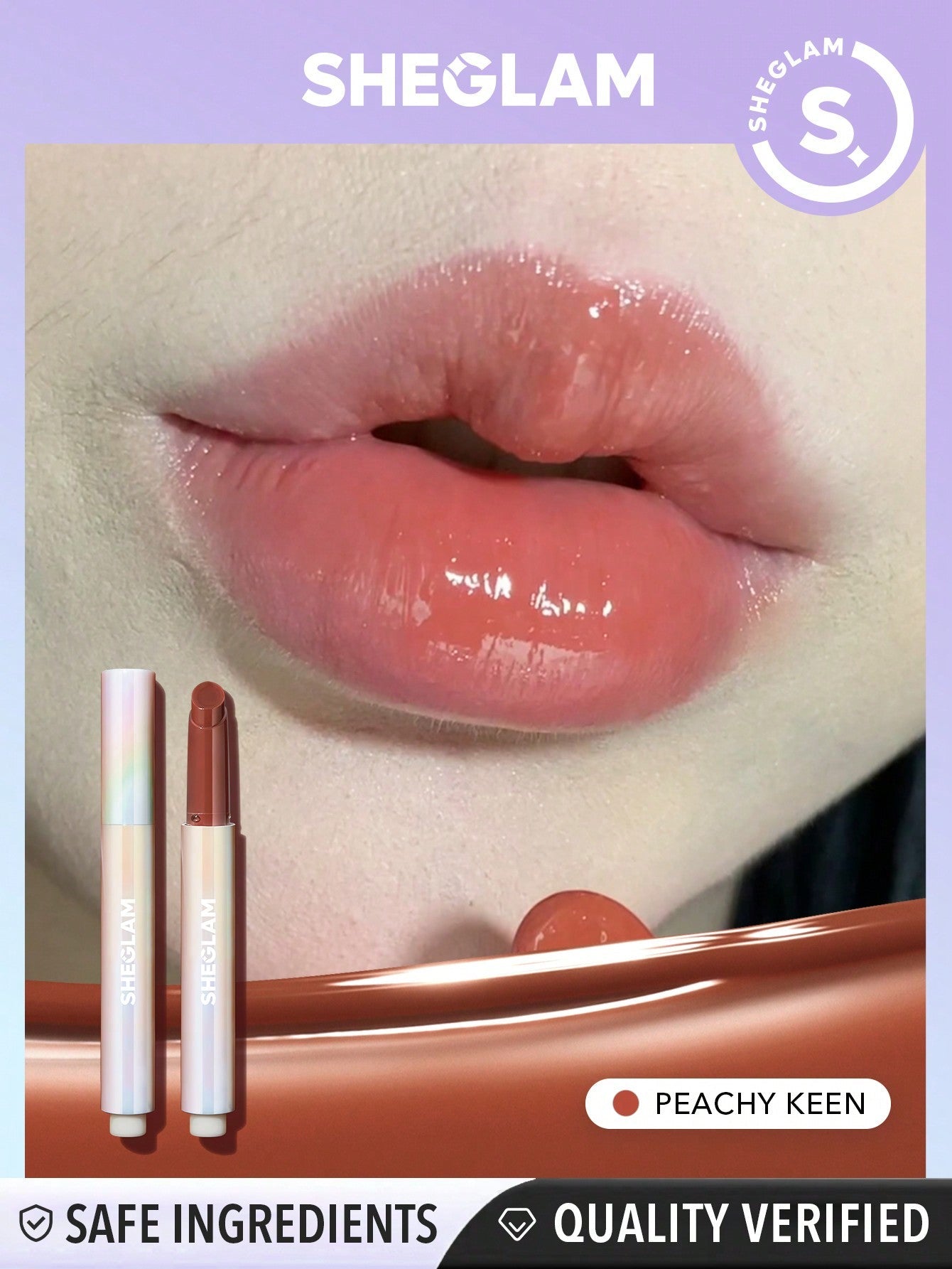 SHEGLAM Pout-Perfect Shine Lip Plumper-Peachy Keen Moisturizing Plumping Solid Lip Gloss Non-Stick Nourishing Lip Plumping Serum Coconut Oil Lipstick Lip Cosmetics Brown Summer Lip Plumper