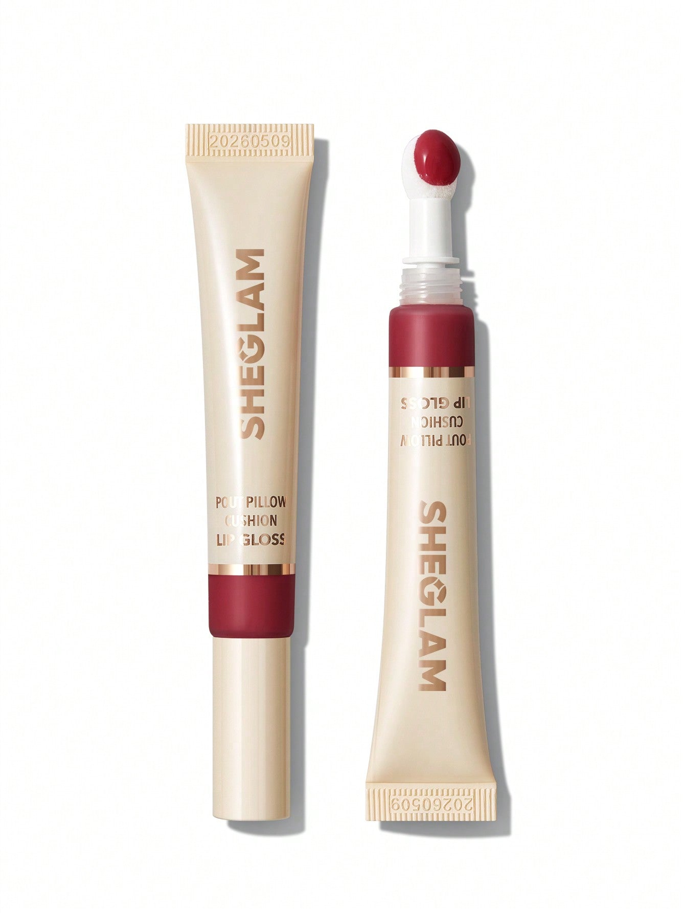 SHEGLAM Pout Pillow Cushion Lip Gloss-K.O. Moisturizing Liquid Lipstick High Shine Finish Sponge Tip Applicator Moisturizing Non-Sticky Lip Glaze Purple Lip Gloss