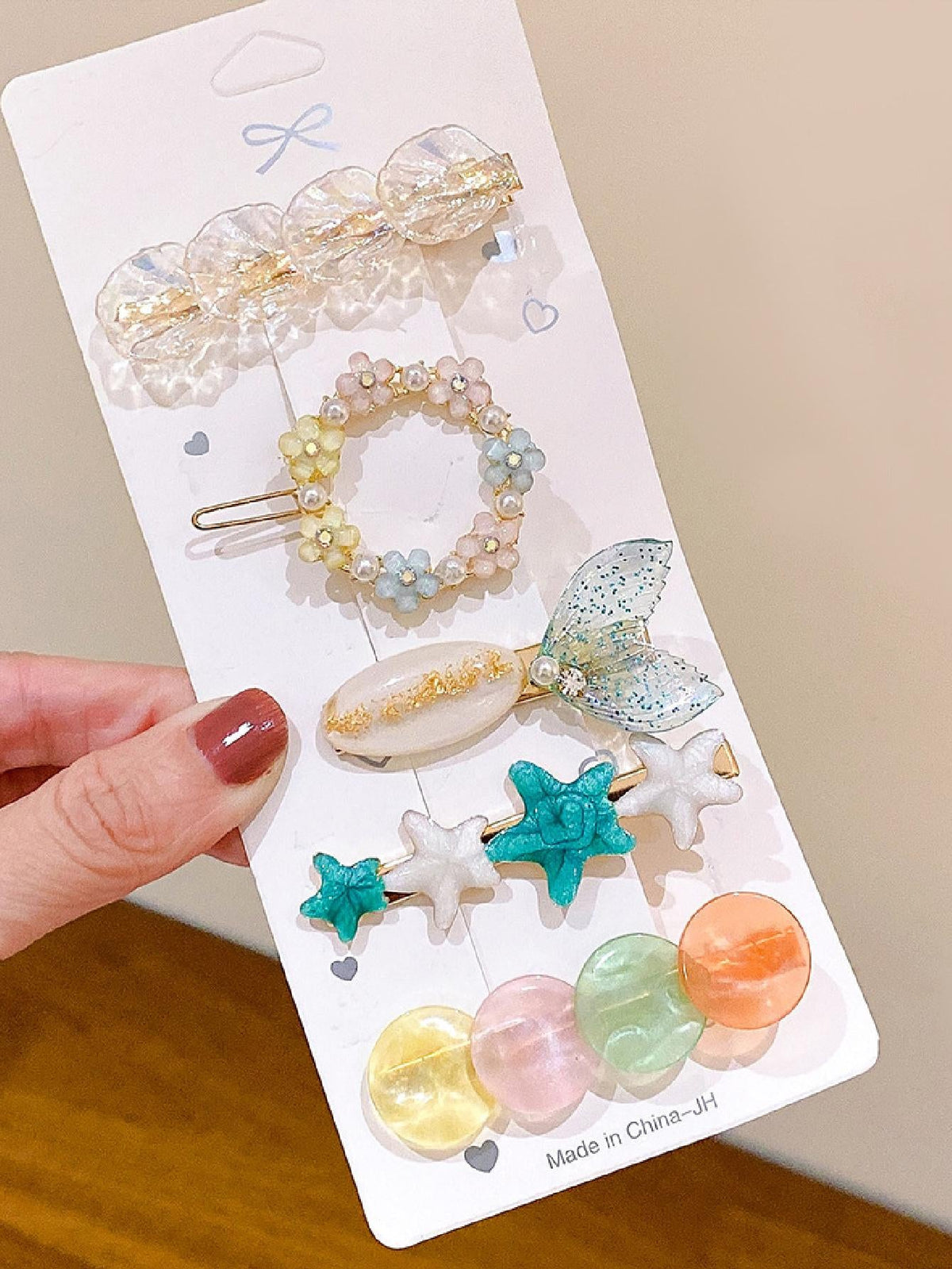 5Pcs Starfish & Shell Decor Hair Clip