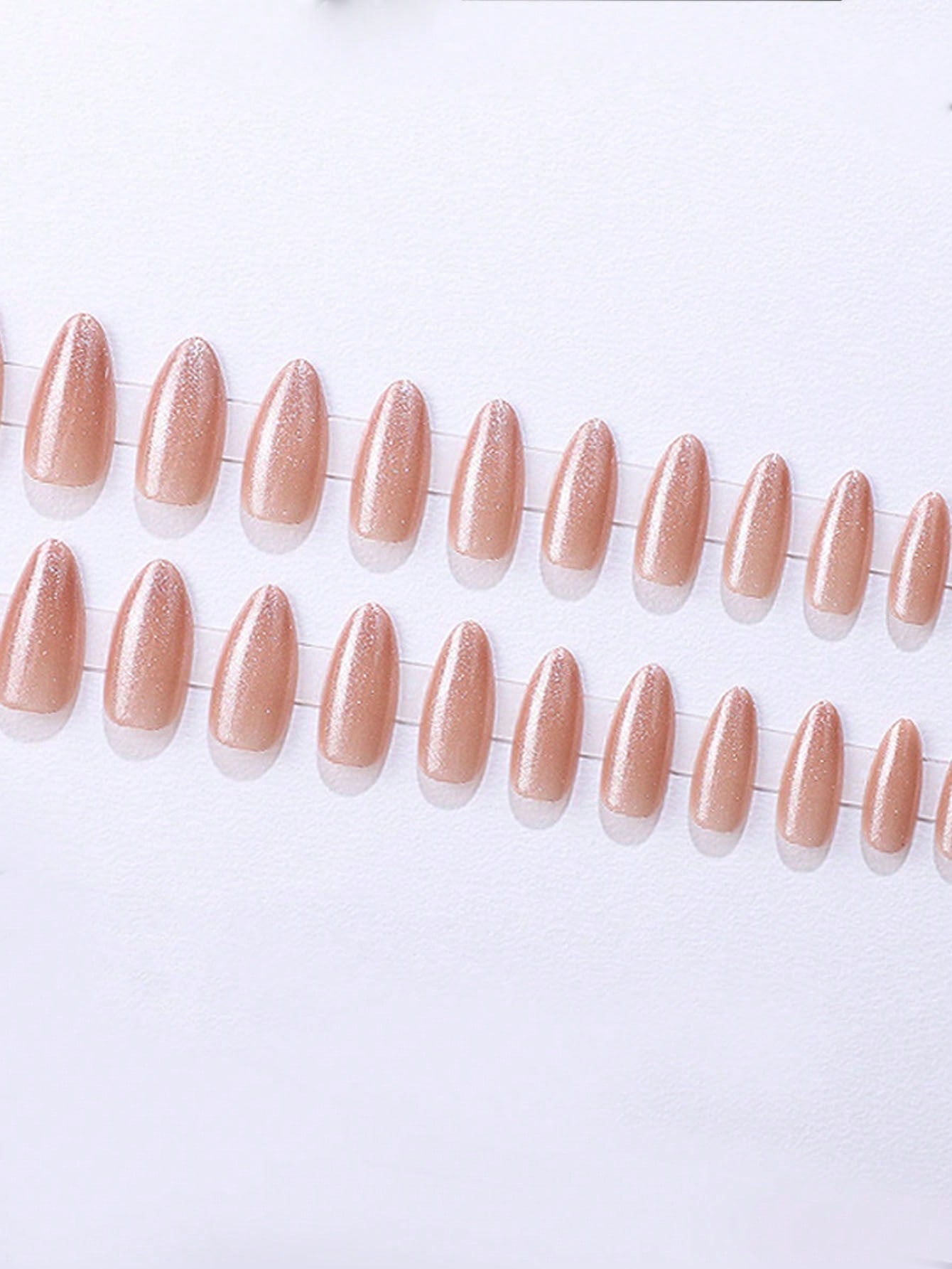 30Pcs Long Pointed Simple Atmospheric Electroplating Holographic Nail Art Tips with 1Pc Nail Buffer and 1Pc Jelly Gel