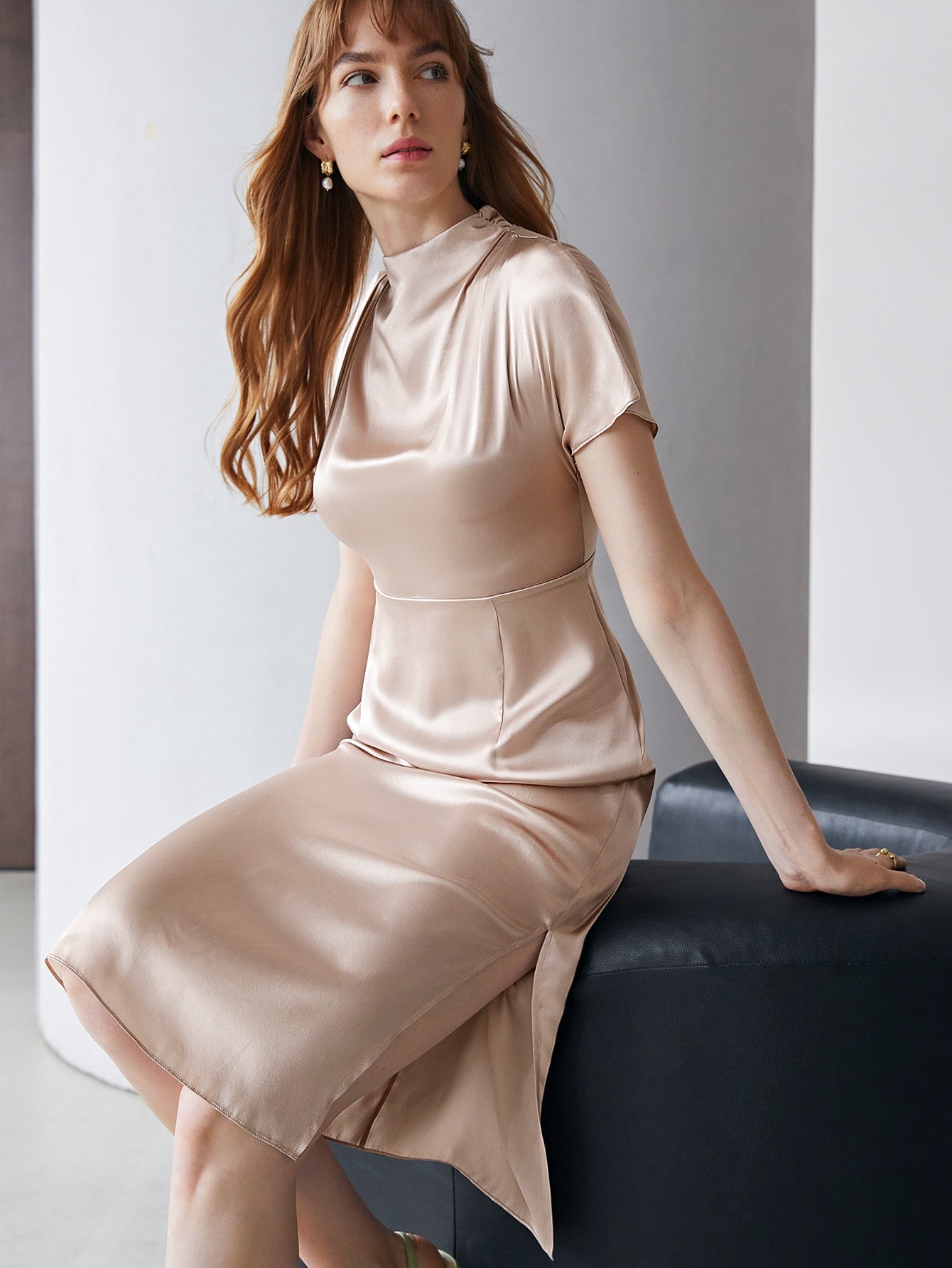 MOTF PREMIUM 100% SILK DRAPED DRESS