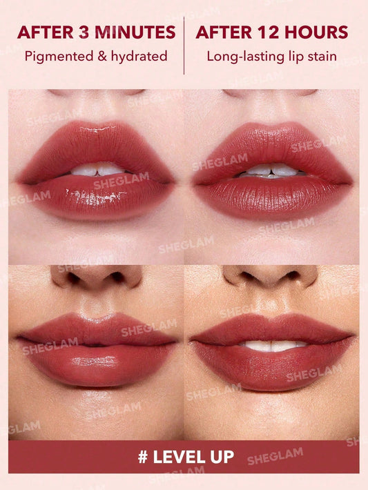 SHEGLAM Take a Hint Lip Tint-Level up Color Changing Long Lasting Lip Gloss High Gloss Finish All Day Non-Sticky Moisturizing Lip Stain for Dry Lips Black Friday Winter Gifts Liquid Lipstick