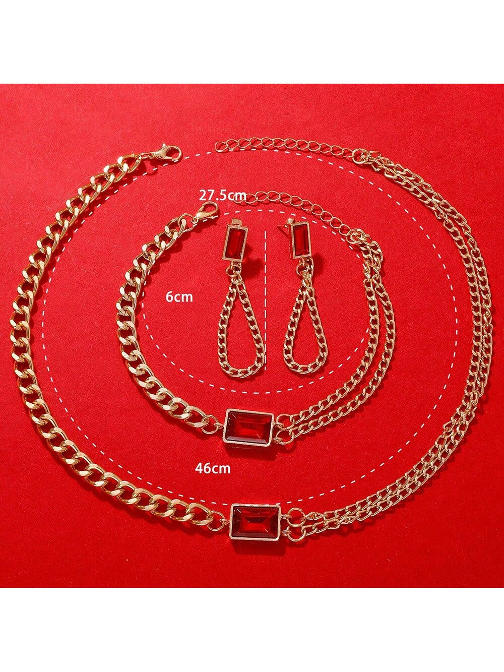 4Pcs/Set Women'S Exquisite Double Layered Necklace, Bracelet, Earrings Set