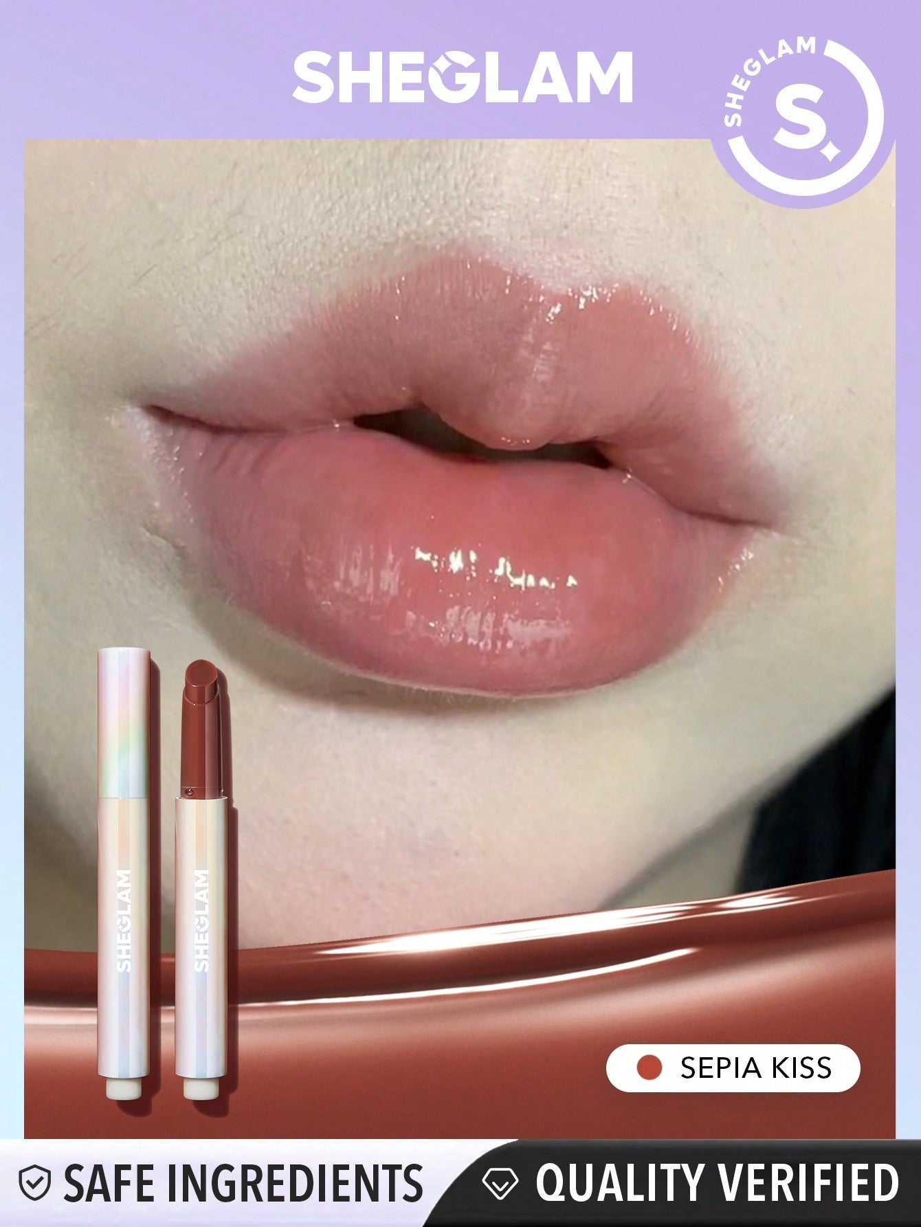 SHEGLAM Pout-Perfect Shine Lip Plumper-Sepia Kiss Moisturizing Plumping Solid Lip Gloss Non-Stick Nourishing Lip Plumping Serum Coconut Oil Lipstick Lip Cosmetics Black Friday Sale Gift Brown Lip Plumper