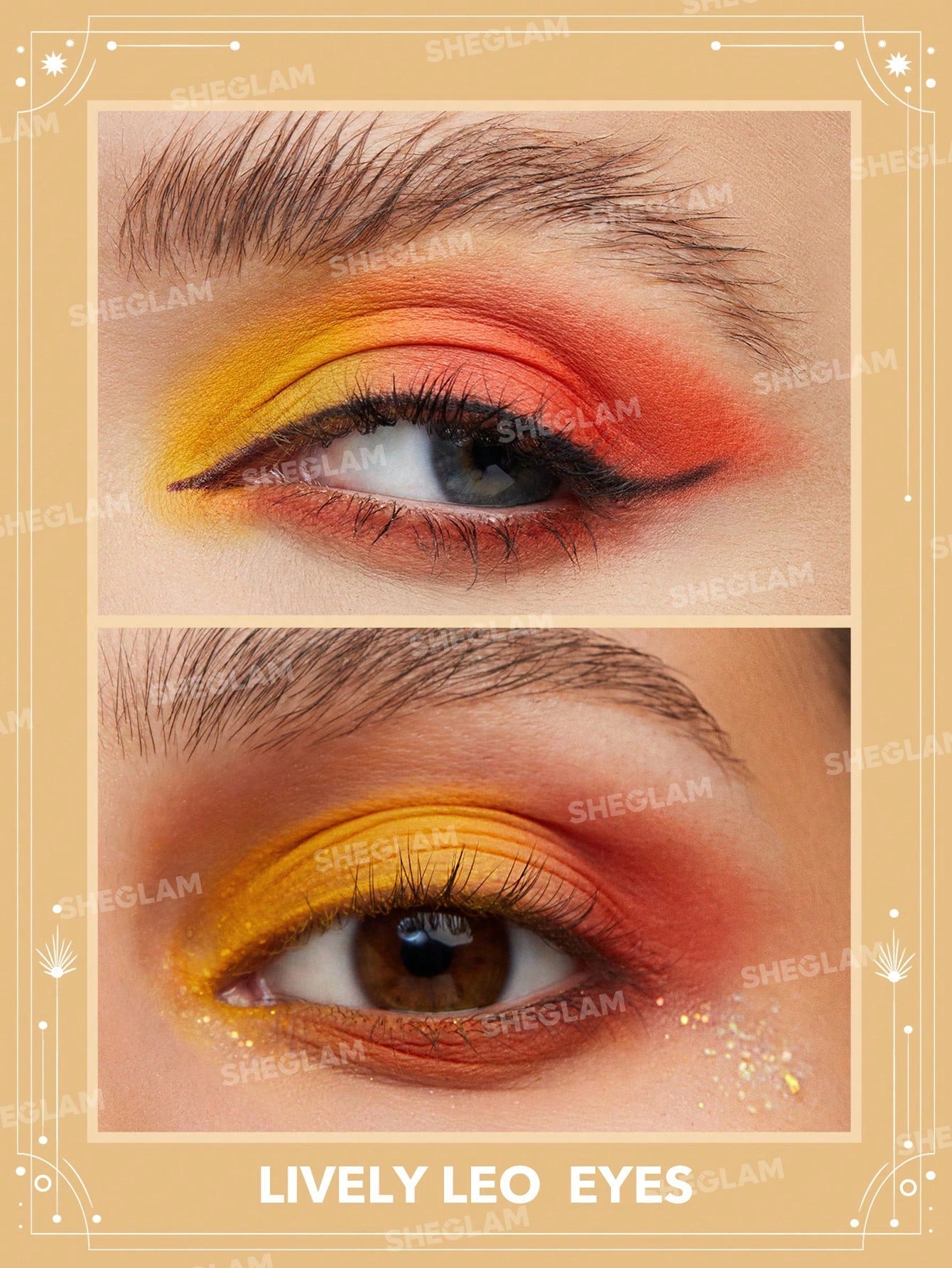 SHEGLAM Lively Leo Palette 8-Clolor Glitter Matte Eyeshadow Palette Bold Yellow Orange Shiny Gold High Pigment Long Wear Blendable Pro Eyeshadow Black Friday Winter Eyeshadow