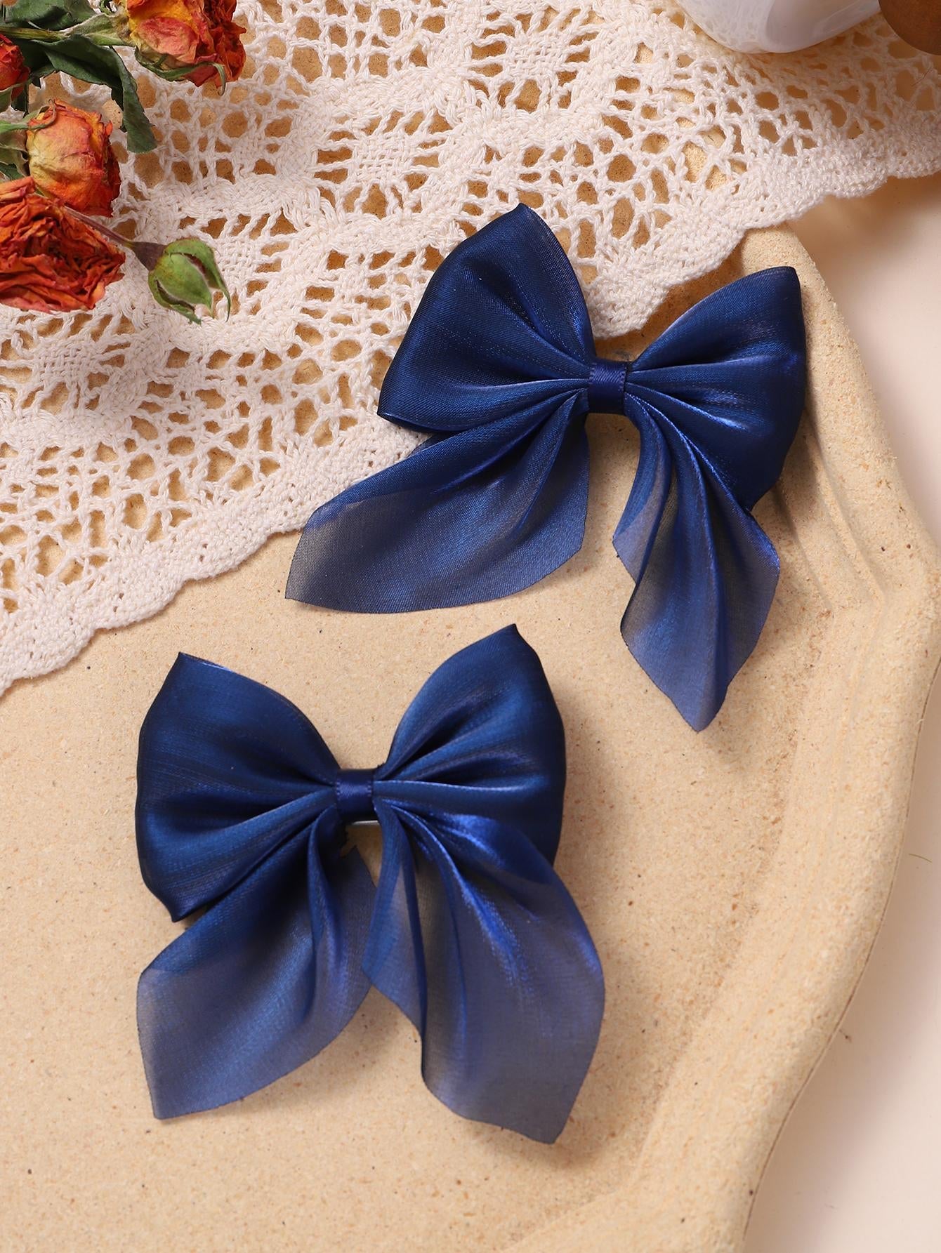 2Pcs Girls Bow Decor Cute Alligator Hair Clip for Hair Decoration