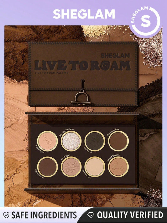 SHEGLAM Live to Roam Palette 8-Color Shimmer Matte Eyeshadow Palette Nude Metallic Evenly Pigmented Smooth Blendable Eyeshadow Black Friday Brown Eyeshadow