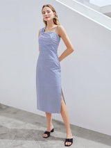 MOTF PREMIUM STRIPED ASYMMETRIC DRESS