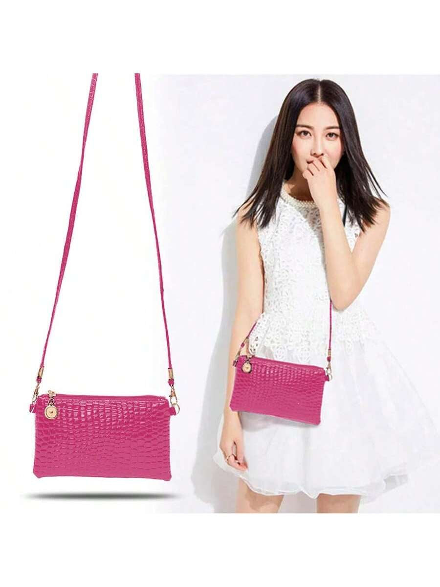 2023 Fashion Women'S Crocodile Pattern Shoulder Crossbody Bag, Mini Phone Coin Purse