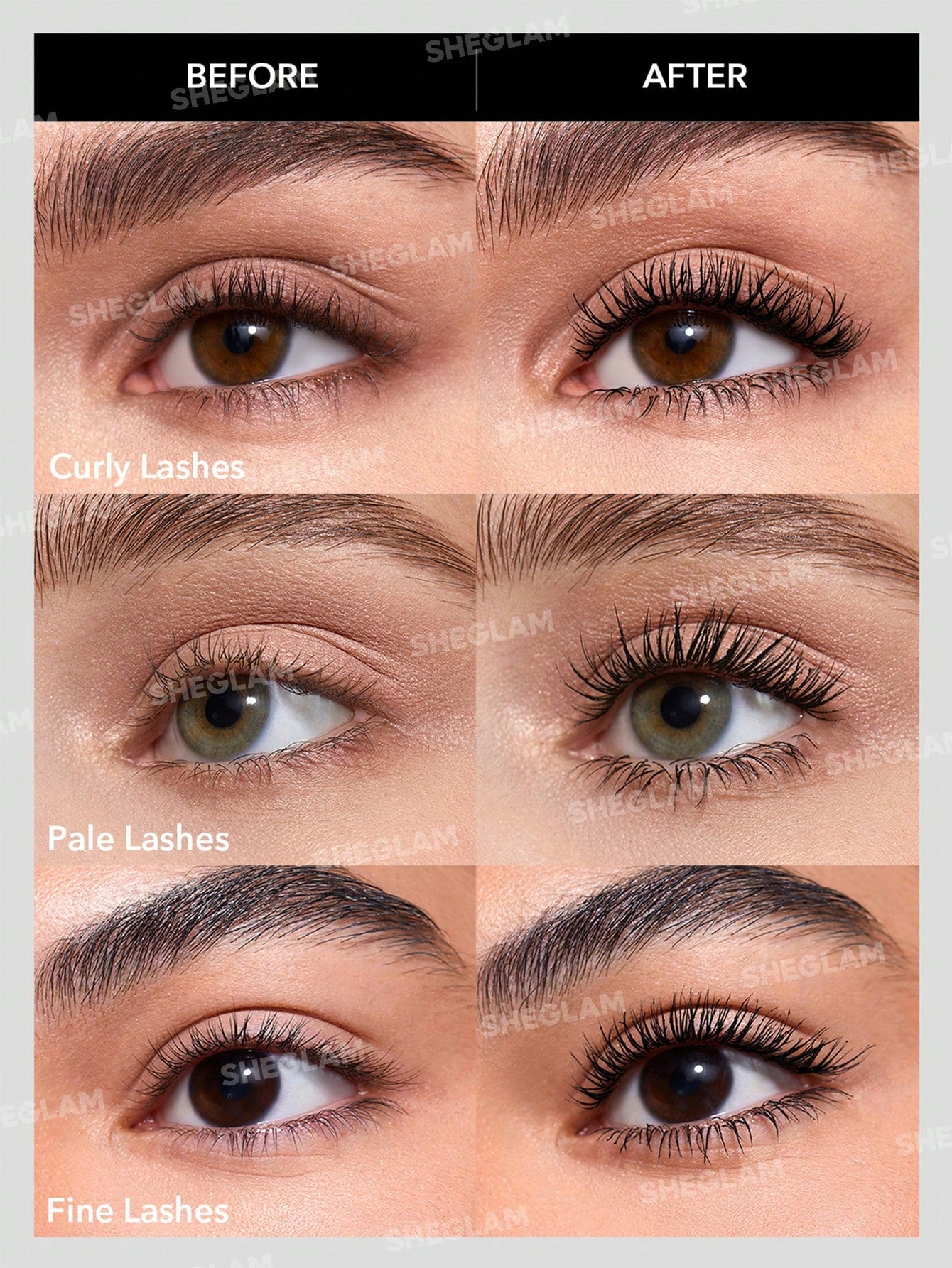 SHEGLAM All-In-One Volume & Length Mascara-Washable Black 2 in 1 Double Head Brush Easy to Remove No Smudge Curling Separation Thick Black Mascara Eye Makeup Black Friday Party Mascara