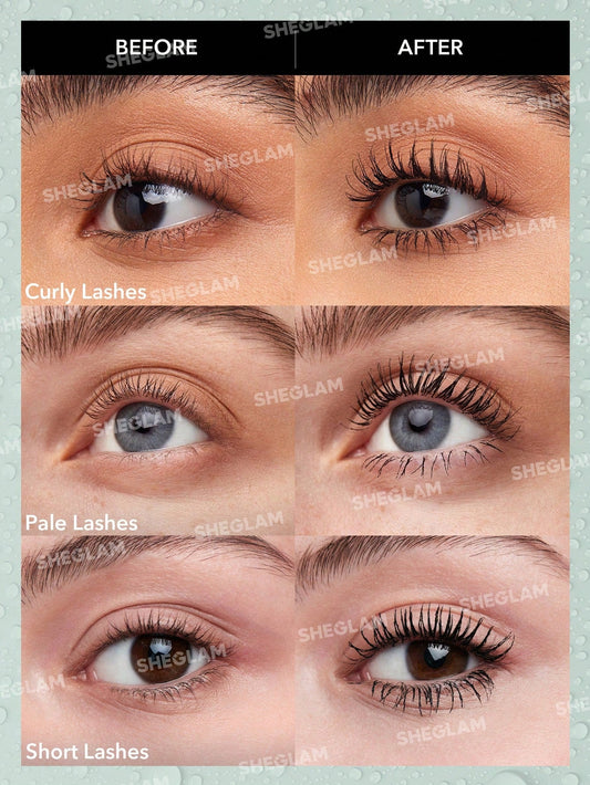 SHEGLAM All-In-One Volume & Length Mascara 2 in 1 Waterproof Volumizing Dual-Ended Brush Lengthening Curling Thick Lash Lifting Long Lasting Mascara Eye Makeup Black Friday Party Mascara