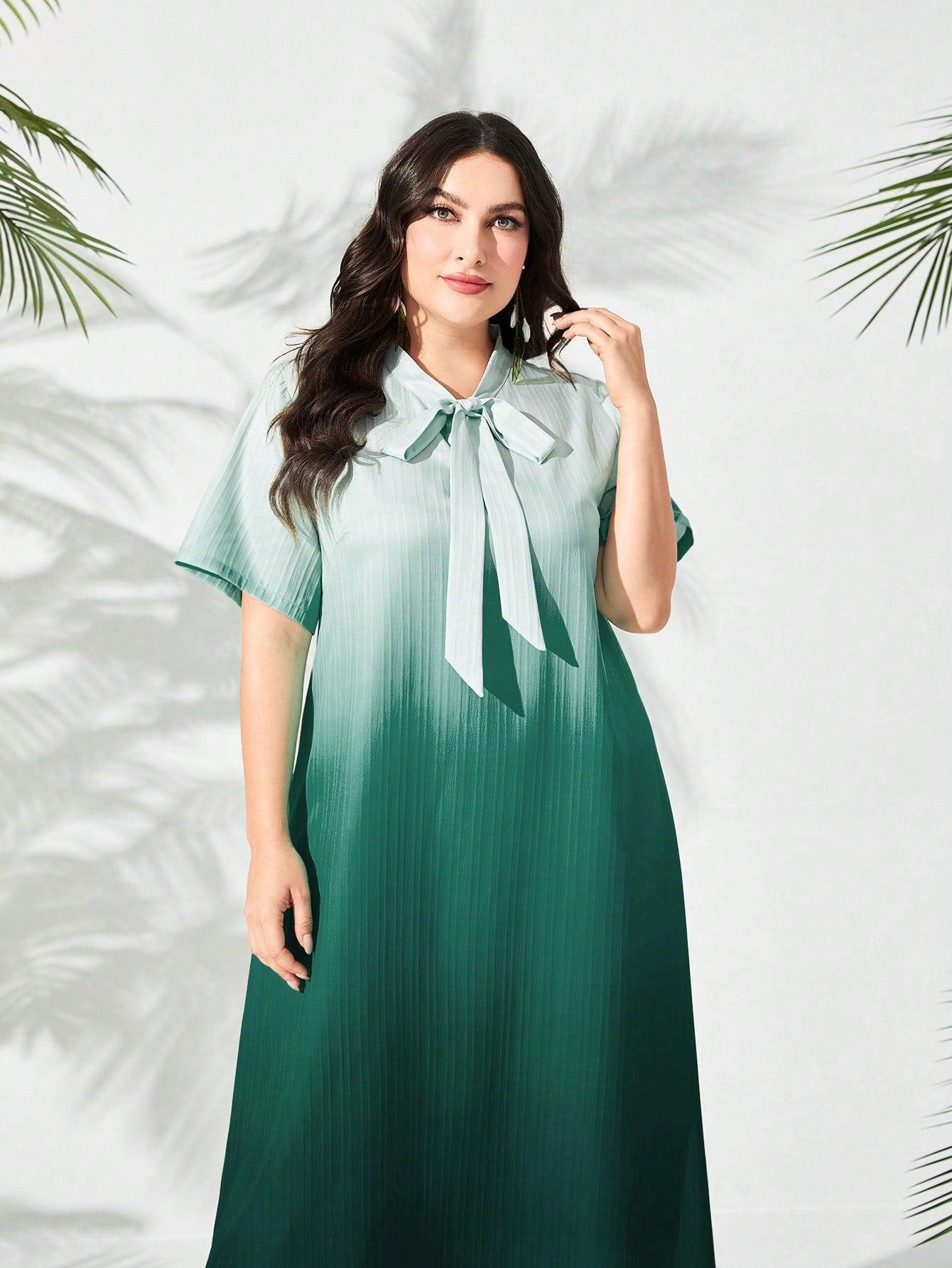 SHEIN Mulvari plus Ombre Tie Neck Dress