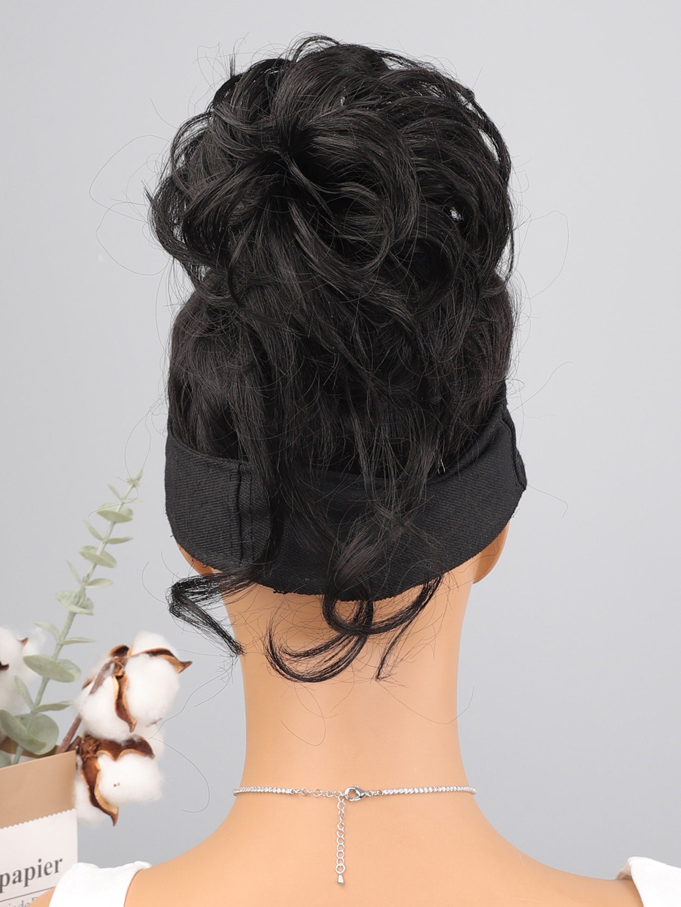 Synthetic Messy Curly Claw Hair Bun Chignon Hair Extensions Scrunchy Fake False Black Hair with Tail for Women Hairpieces