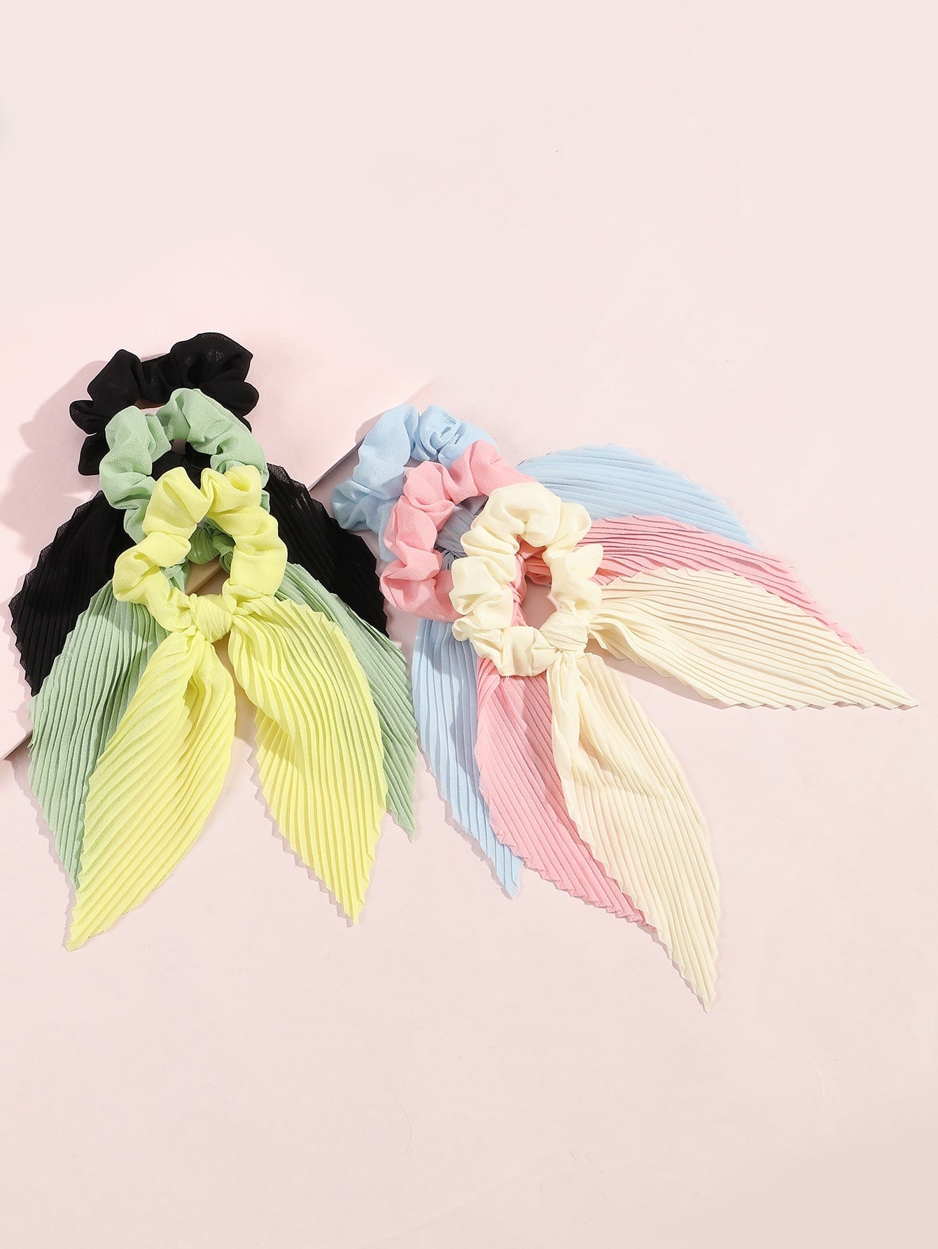 6Pcs/Set Girls' Scrunchies with Ribbon Bowknot