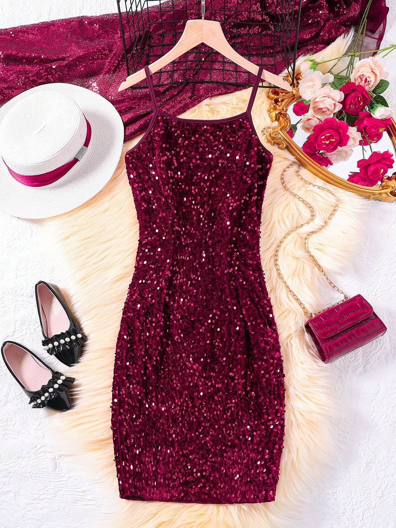 Teen Girl Sequin Cami Dress for Christmas