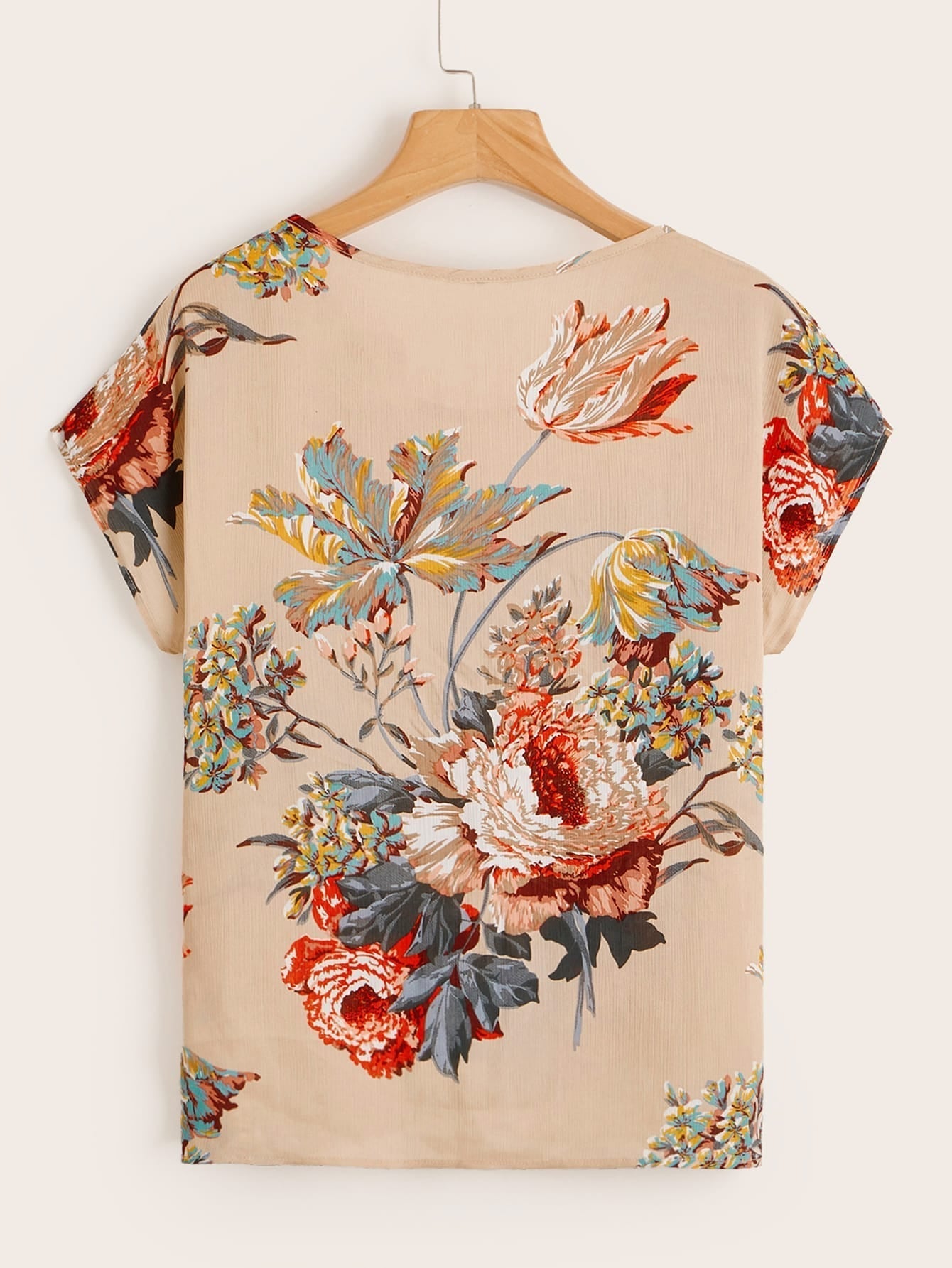 SHEIN LUNE Batwing Sleeve Floral Print Top